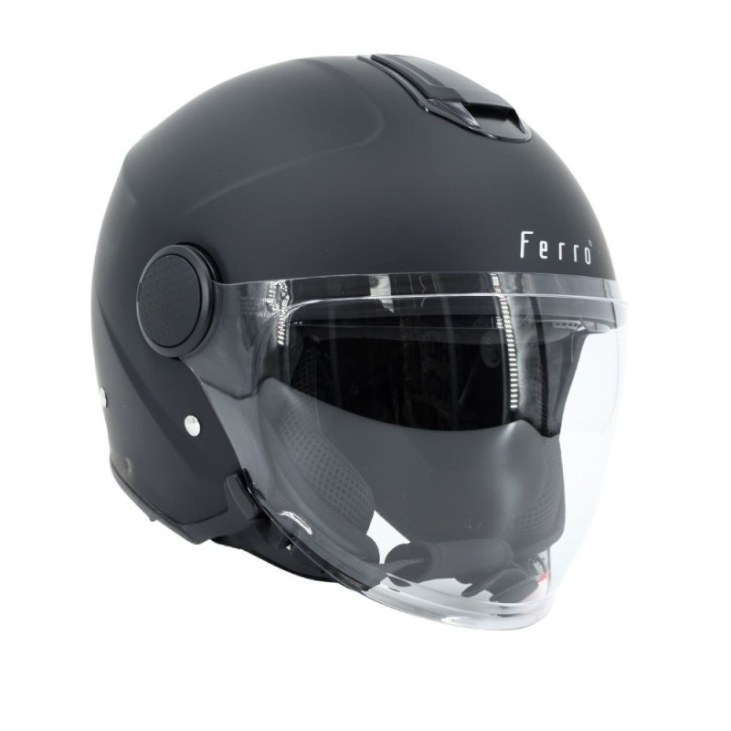 Kask FERRO OF828 z szybą i blendą przeciwsłoneczną bez szczęki czarny mat