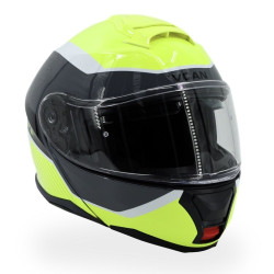 Kask VCAN H272 Sports Yellow Black z podnoszoną szczęką i blendą czarno-szaro-żółty