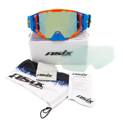 Gogle ASIX AS3 pomarańczowo niebieskie mat lustro błękitne