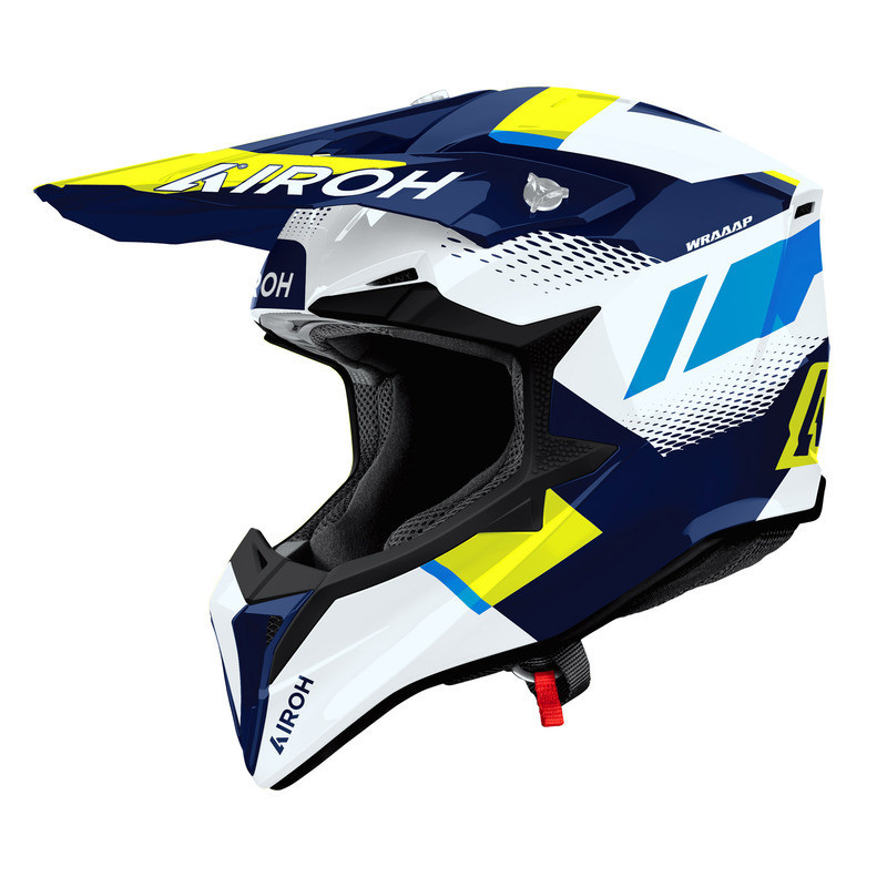 Kask motocyklowy Airoh Wraaap Vision Yellow Blue Gloss
